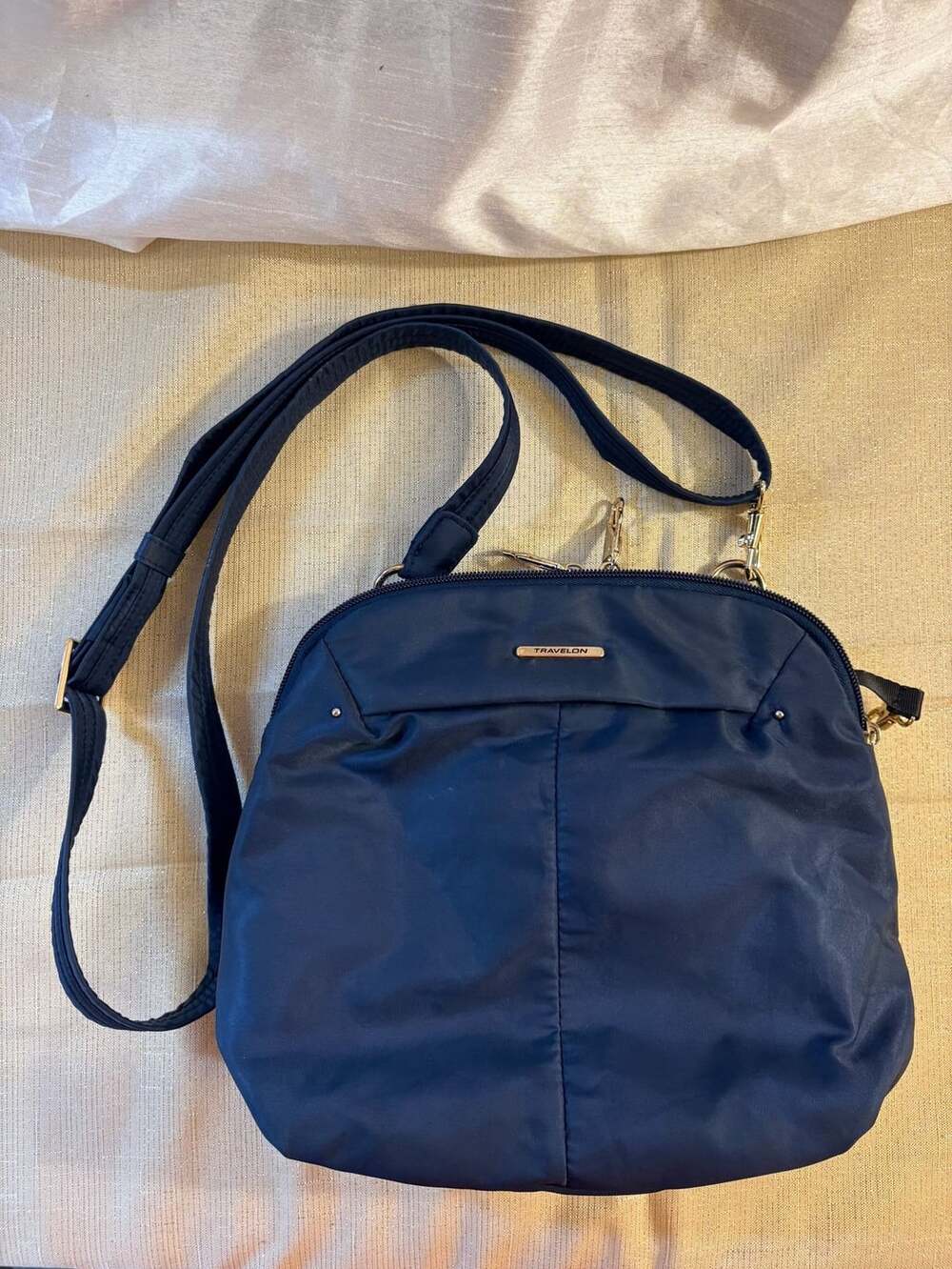 Travelon Anti-Theft Navy Blue Nylon Crossbody Bag